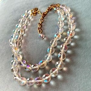 Vintage CAROLEE Double Strand AB Crystal Necklace